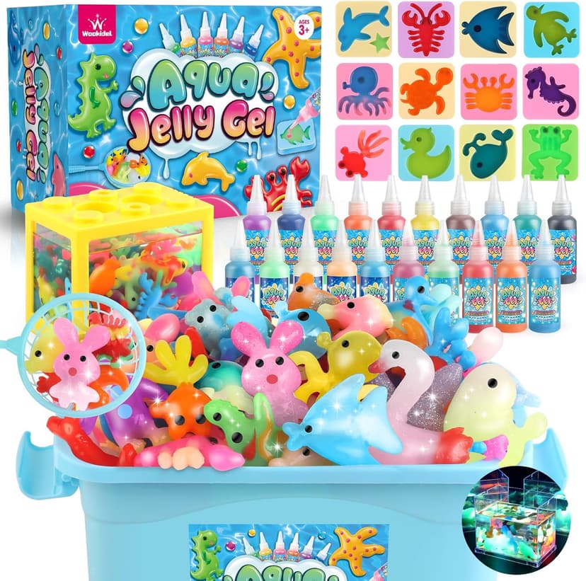 wookidel Magic Water Elf Toy Kit, Aqua Fairy Water Gel Kit with 20PCS Magic Gels and Animal Molds, Gift for Christmas, Easter, Birthday,Creative Art Craft Kits for Girls Boys 6 7 8 9 10 Year Old