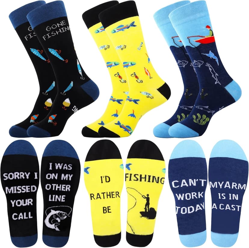 Jeasona Mens Funny Fun Crazy Funky Dress Crew Socks Gifts for Men Dad Grandpa