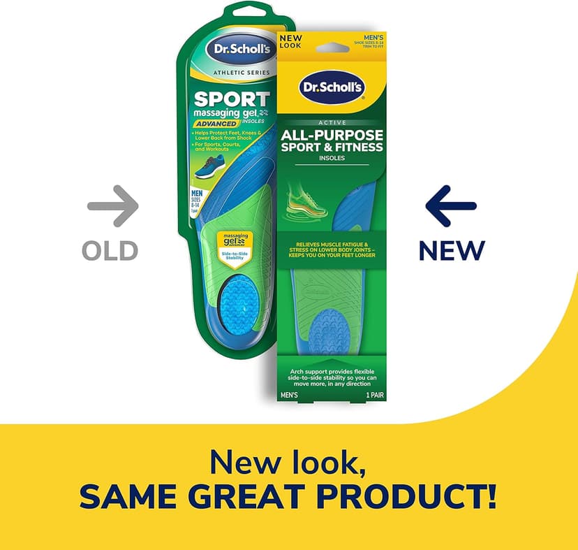 Dr. Scholl’s Sport Insoles - Superior Shock Absorption and Arch Support to Reduce Muscle Fatigue and Stress on Lower Body Joints for Men Size 8-14
