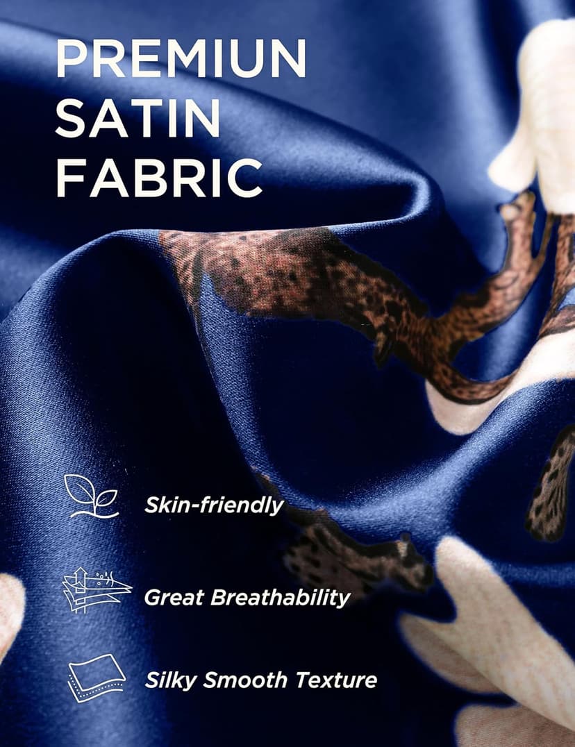 BABEYOND Kimono Robe Cover up with Box Long Floral Satin Sleepwear Silky Bathrobe Bachelorette Robe