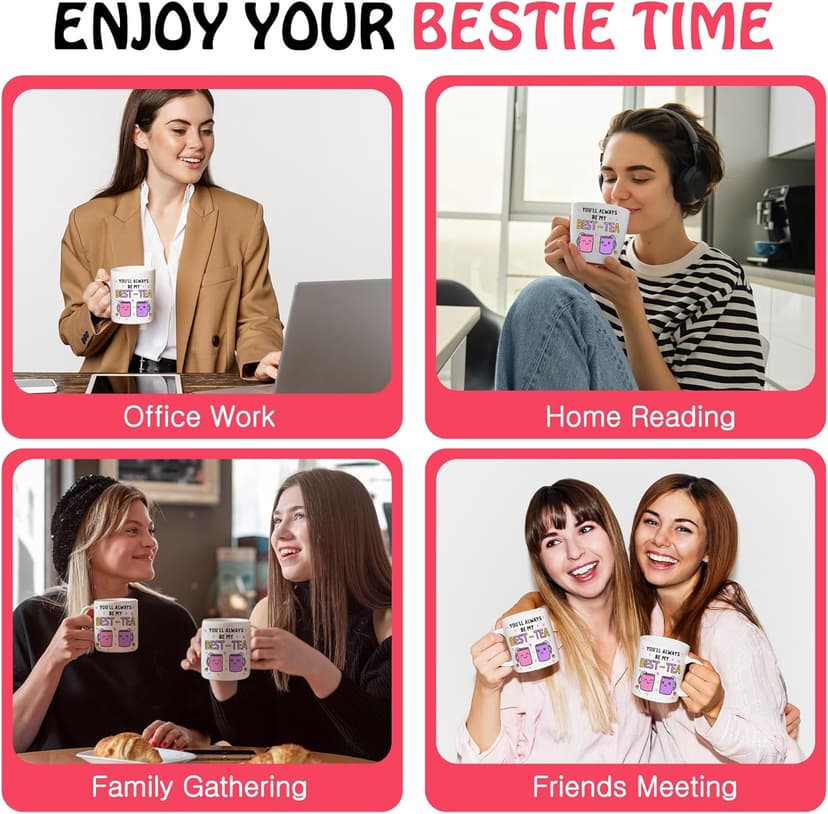 Gossby Friend Coffee Mug - BEST-TEA - Gifts for Best Friend Women - Christmas Friendship Gift for Female Friend - Best Friends Birthday Gift - Besties BFF Gifts - 11oz White Ceramic Cup