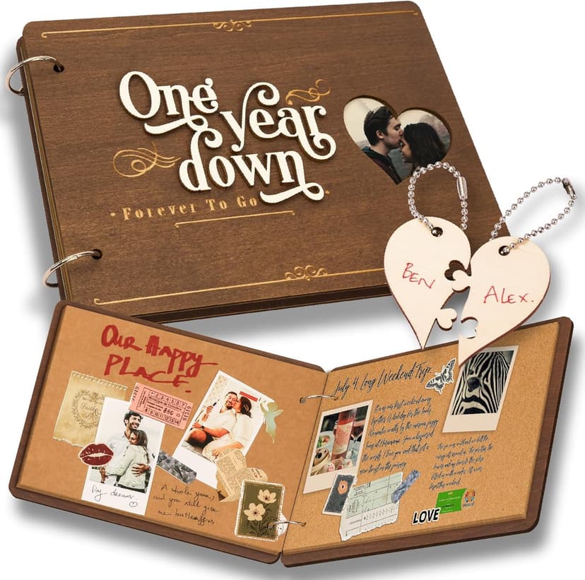 1 Year Anniversary Boyfriend Gifts - One Year Anniversary Dating Gifts For Her Girlfriend, First Paper Anniversary For Him Men, 1 Year Anniversary Scrapbook, 1st Anniversary Wedding Gift
