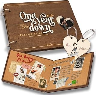 1 Year Anniversary Boyfriend Gifts - One Year Anniversary Dating Gifts For Her Girlfriend, First Paper Anniversary For Him Men, 1 Year Anniversary Scrapbook, 1st Anniversary Wedding Gift