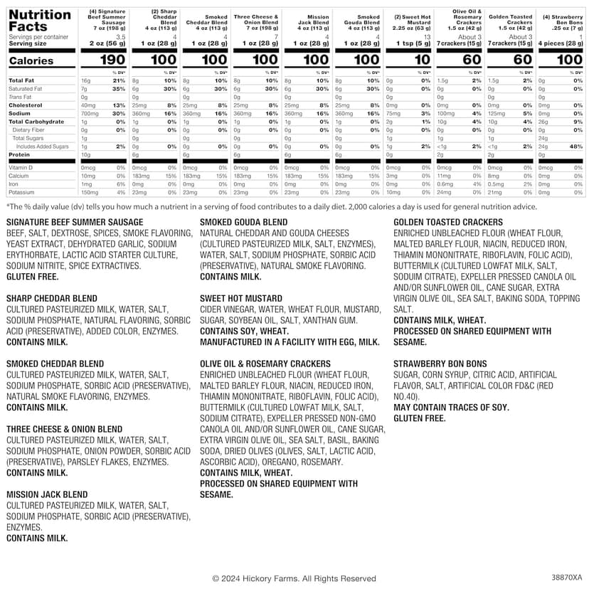 Hickory Farms Signature Beef Meat and Cheese Gift Basket (Extra Large) - Box Set | Charcuterie Board Food | Summer Sausage | Father's Day | Mother's Day | Easter | Christmas | Holiday | Housewarming | Gourmet | Sympathy | Care Package