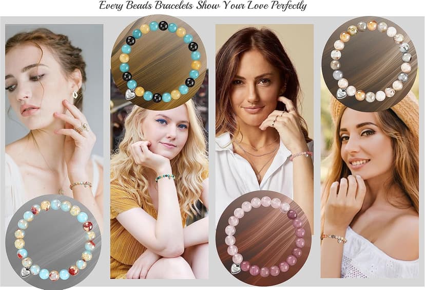 Stocking Stuffers for Teens, Christmas Gifts for Mom from Daughter Beaded Bracelets for Women Teen Girl Gifts Adjustable Charm Link Bead Birthday Graduation Gift for Her Girlfriend Sister