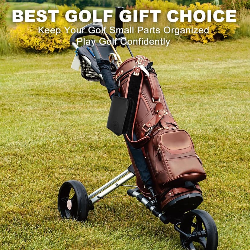 Golf Accessories for Men and Women, Golf Gifts for Him with Leather Case, Golf Brush, Golf Balls, Golf Tees, Golf Ball Clamp, Golf Divot, Golf Ball Line Marker Tool,Golf Ball Marking Stencils