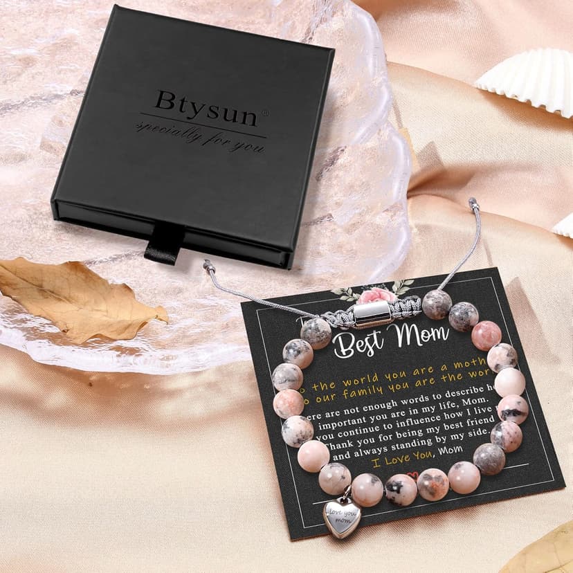 Stocking Stuffers for Teens, Christmas Gifts for Mom from Daughter Beaded Bracelets for Women Teen Girl Gifts Adjustable Charm Link Bead Birthday Graduation Gift for Her Girlfriend Sister