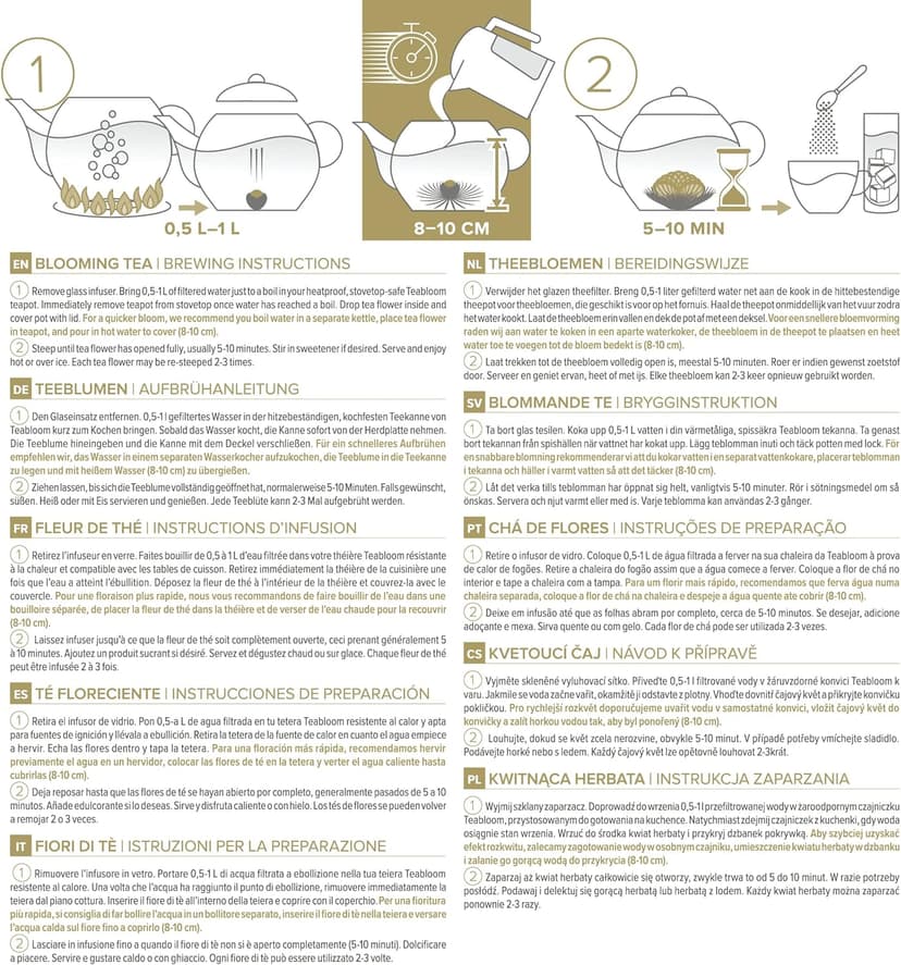 Teabloom Complete Glass Tea Set – Teapot (40 oz), Loose Tea Infuser, 4 Insulated Teacups, Tea Warmer with Candlelight, and 12 Flowering Teas – Elegant Blooming Tea Gift Set