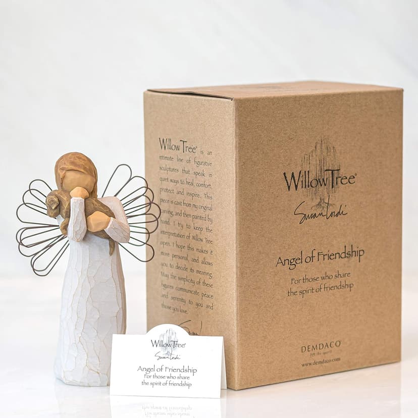 Willow Tree Angel of Friendship, for Those who Share The Spirit of Friendship, Angel Carrying Dog as Reminder of Loyal Pets and Friends, Present and Past, Sculpted Hand-Painted Figure