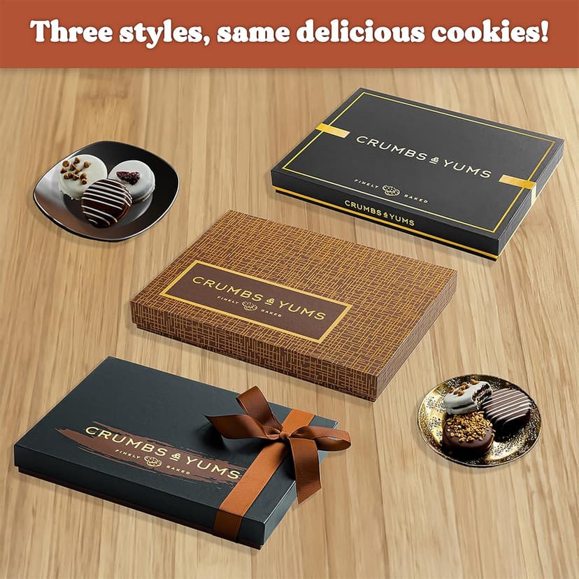 Holiday Christmas Cookies Gift Basket - 12 Gourmet Chocolate Covered Sandwich Cookies with Assorted Toppings - Assorted Food Gift Box for Fathers Day, Mothers Day, Family, Sympathy, Men & Women.