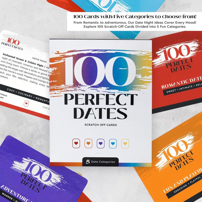 100 Date Night Ideas Scratch-Off Cards: Fun & Romantic Game for Couples | Special Anniversary Surprise for Him, Her, Boyfriend, Girlfriend, Wife, or Husband | 5 Categories for Relationship Building!