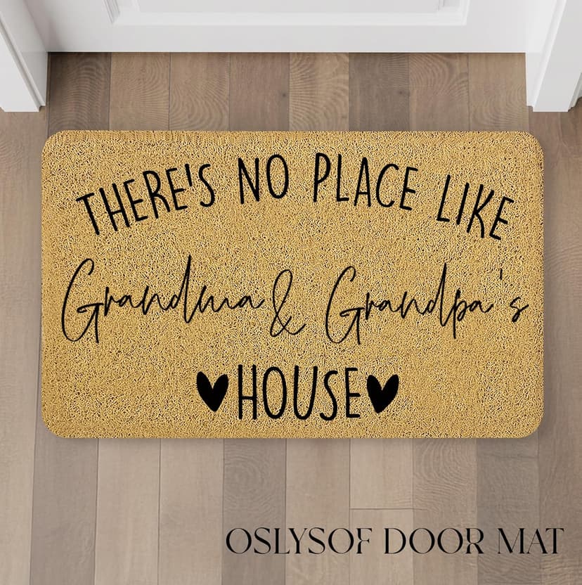 Grandma Grandpa Gifts Door Mat, Grandma and Grandpa's House Funny Doormat for Front Door Indoor Outdoor Porch Entrance Entryway, Gifts for Grandparents Welcome Mat Outside, 17x30 Inches