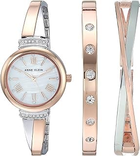 Anne Klein Women's Premium Crystal Accented Bangle Watch Set, AK/2245