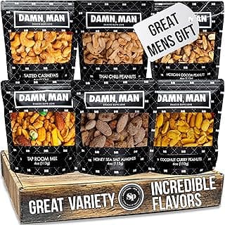 Gourmet Nut Gift Box for Men - 6 Unique Handcrafted Snacks, Ideal Gift for Dad, Birthday, or a Bold Snack Adventure