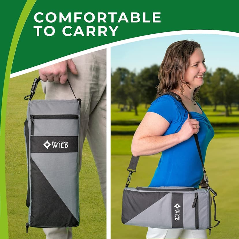 Golf Cooler Bag Plus 2 Ice Packs - Keeps Drinks Cold for Hours - Holds 6 Cans - Fits Discreetly in Golf Bags - Insulated Beer Sleeve and Cooler Accessories