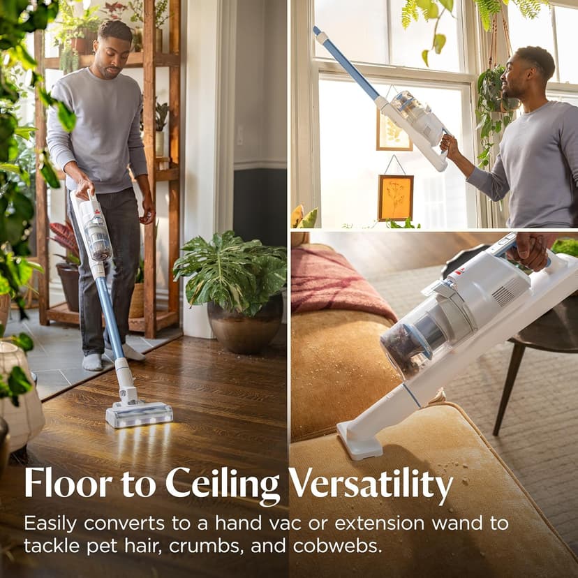 Bissell PowerClean 200W Self-Standing Cordless Vacuum w/Tangle Free Brush Roll, Removeable Battery, Wall Mount, Upholstery Tool & Bright Headlights, 4173