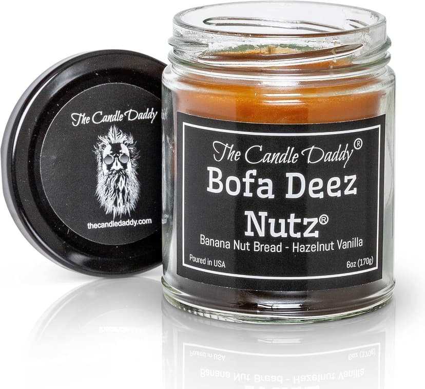 Bofa Deez Nutz- Funny- Banana Nut Bread n Hazelnut Vanilla- Scented Candle- Double Pour- 6 Ounce- 40 Hour Burn Time