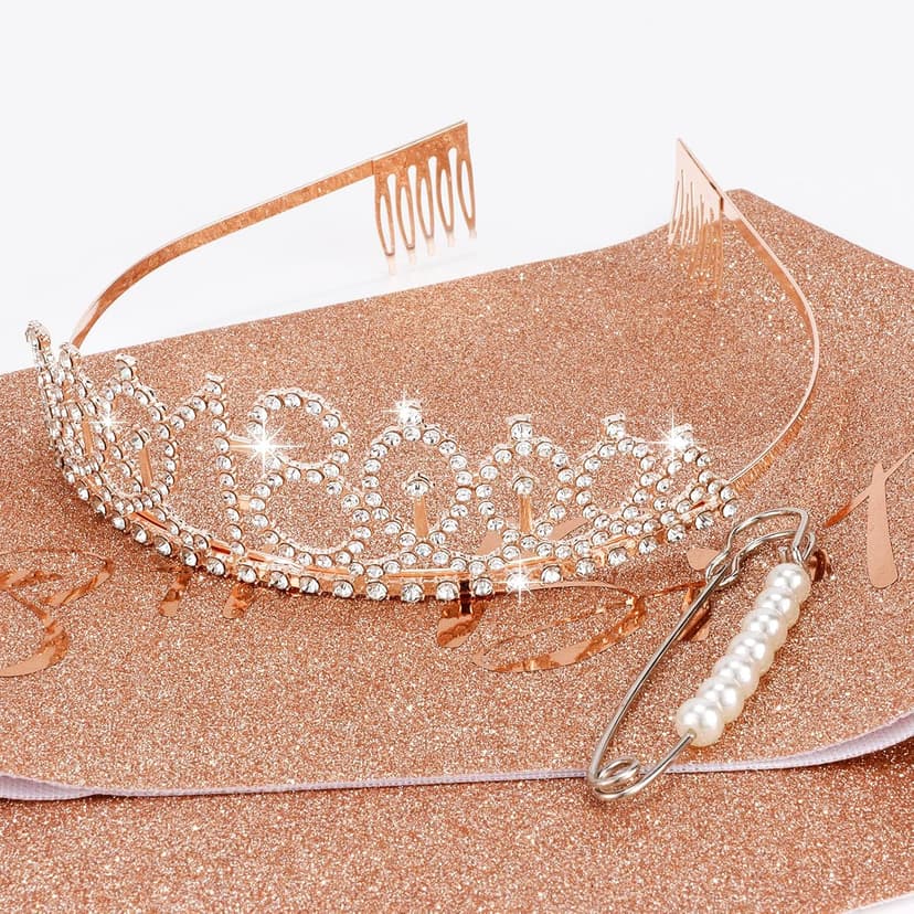 Crown and Pearl Pin Set for 18th Birthday - It's My 18th Birthday Sash, Tiara, Cake Topper, Decorations and Gift for Her