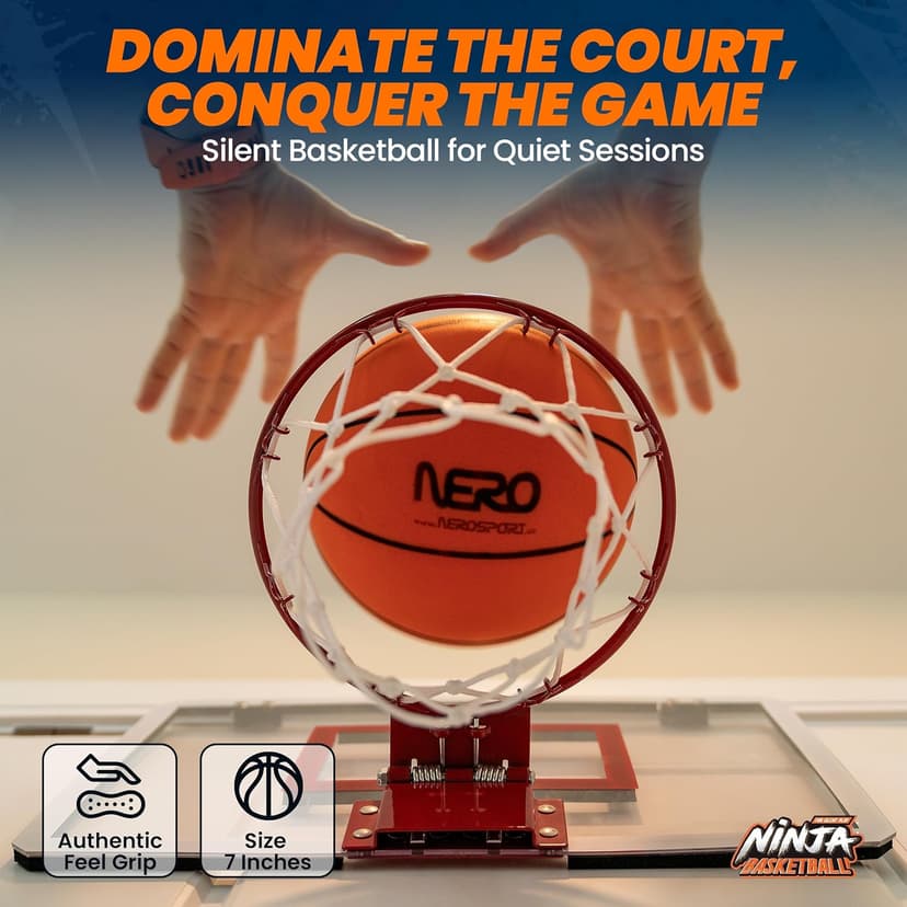 Ninja Silent Basketball- Soft Foam Indoor Hoop Play | Soundless Ball for Quiet Dribbling and Indoor Training