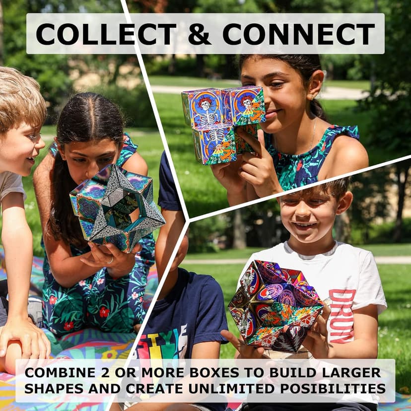 Shashibo Shape Shifting Box - Award-Winning Fidget Toy w/ 36 Rare Earth Magnets - Fidget Cube Transforms Into Over 70 Shapes, Sensory Toy Gift for Kids, Teens, and Adults (Spaced Out)