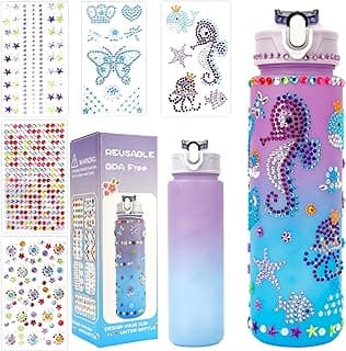muyurra Christmas Gift for Girls Decorate Your Own Water Bottle Kits for Girls Age 4-12, Girl Water Bottle DIY Arts and Crafts Kits Supplies Christmas Birthday Gifts for Girl 4 5 6 7 8 9 10 Year Old