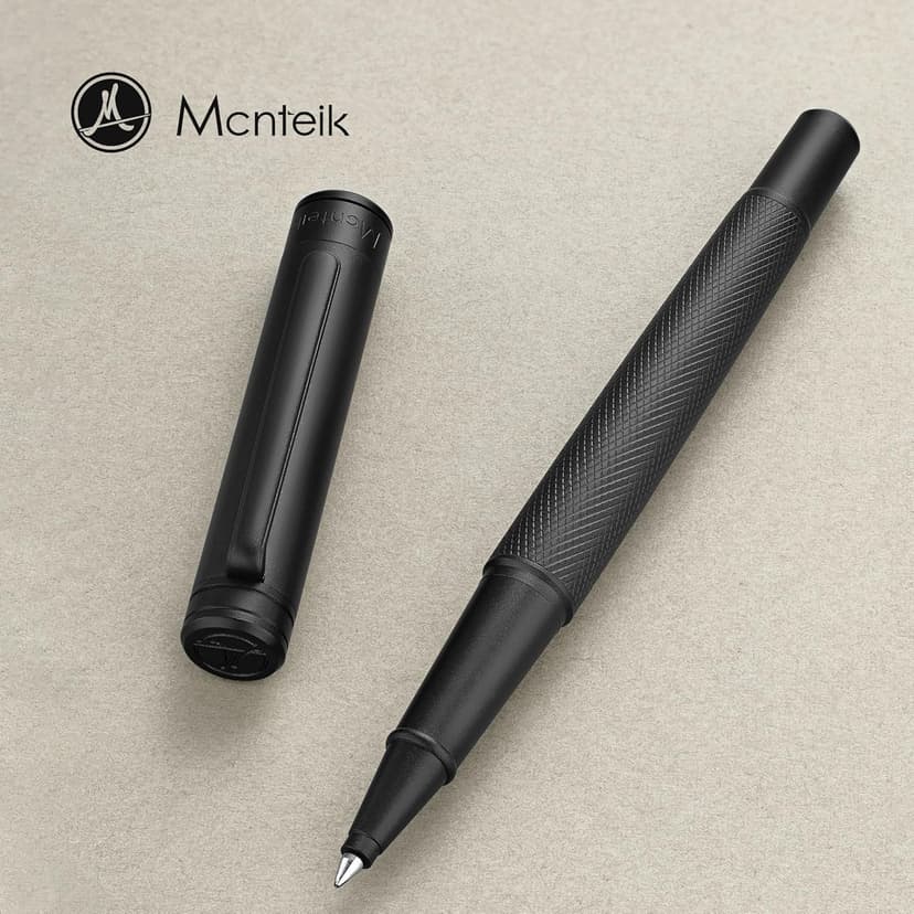 Matte Black Forest Rollerball Pen, Luxury Pen with Schmidt Black Ink Refill, Fancy Pen Gift Set for Men & Women, Business Signature, Executive, Office, Nice Fancy Designer Pens