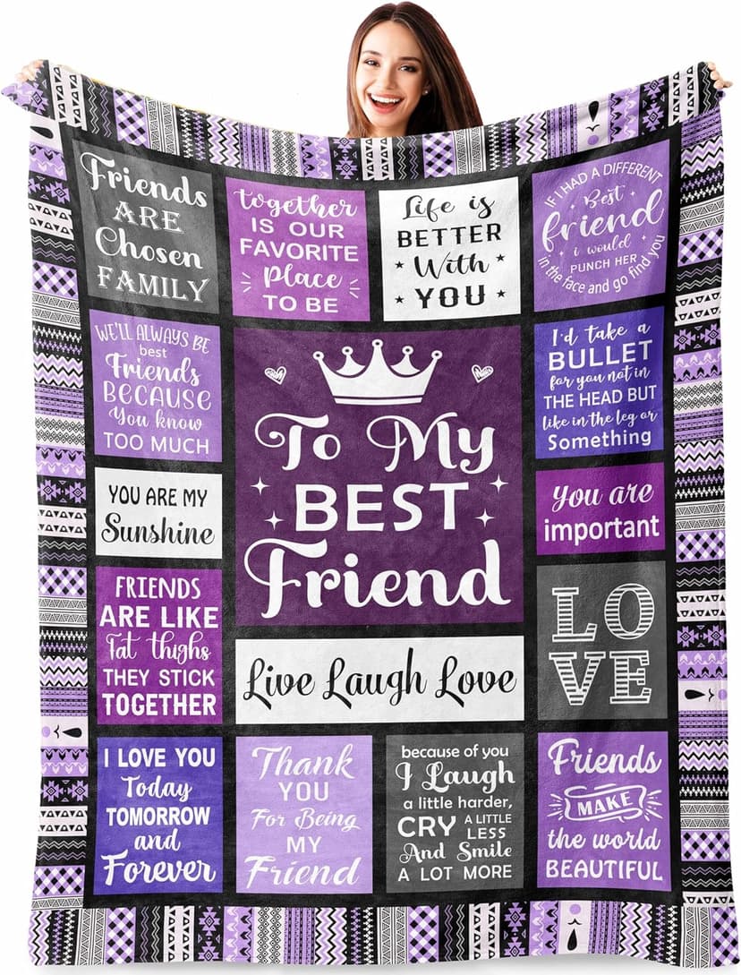 Best Friend Birthday Gifts for Women, Best Friend Blanket 60"x50", Gifts for Best Friend Woman, Bestie Gifts for Women, Friendship Gifts for Women Friends, Christmas Throw Blankets Gifts for Friends
