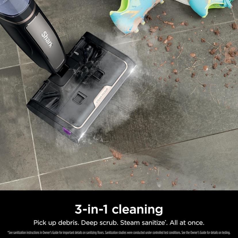 Shark Steam Pickup Lightweight 3-in-1 Steam Mop Cleaner Picks Up Debris, Deep Scrubs & Steam Sanitizes - All At Once for Home with Sealed Hard Floors like Hardwood, Tile & Laminate, SD201