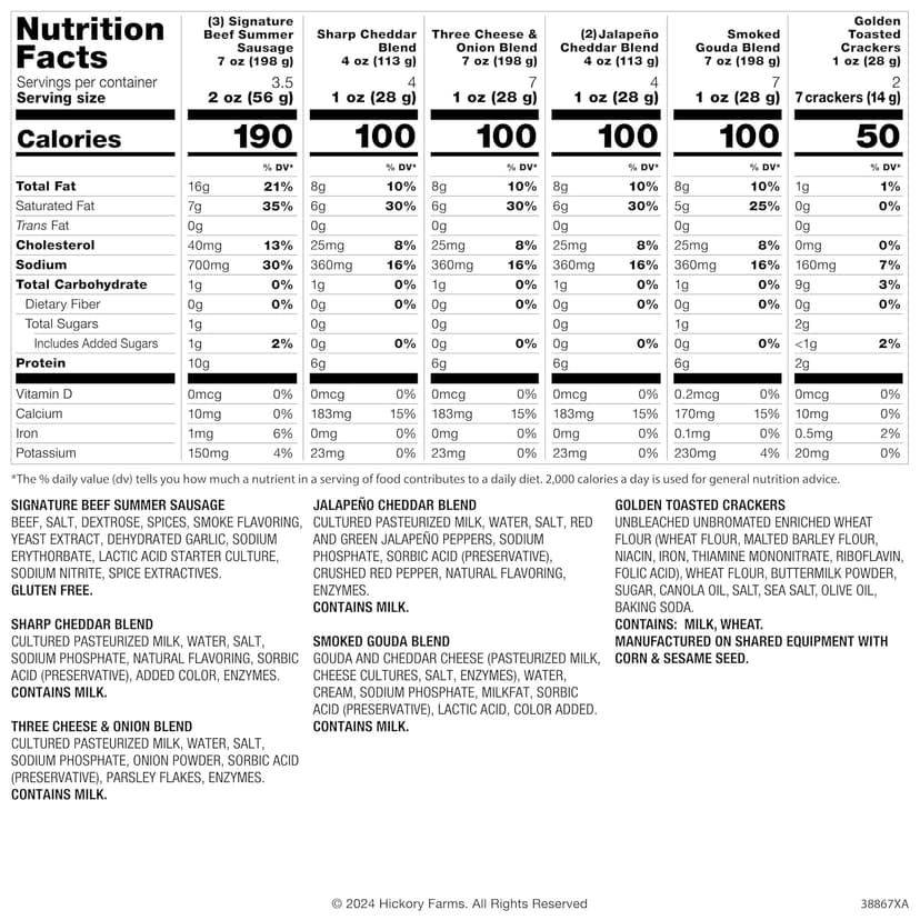 Hickory Farms Signature Beef Meat and Cheese Gift Basket (Large) - Box Set | Charcuterie Board Food | Summer Sausage | Father's Day | Mother's Day | Easter | Christmas | Holiday | Housewarming | Gourmet | Sympathy | Care Package