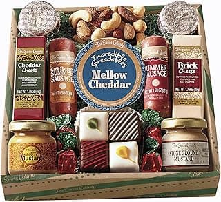 The Swiss Colony Holiday High Notes Gift Basket Assorted Summer Sausage Meats and Cheeses, Chocolate Treats, Snacks for Adults, Women, Men, Charcuterie Boards, Thank You Gifts