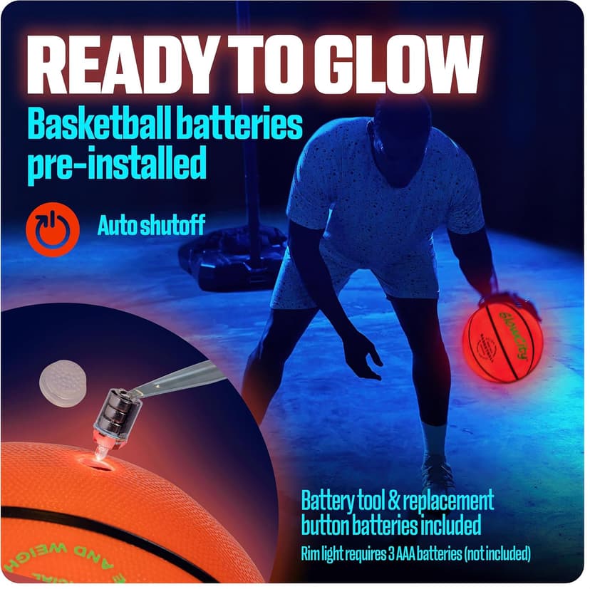 GlowCity Glow in The Dark Basketball - Sizes 5, 6, 7 Light Up Ball for Kids, Teens & Adults - Red Glow for Outdoor Games - Sports Birthday Gifts Ideas for Boys Ages 6 7 8 9 10 11 12 13 14