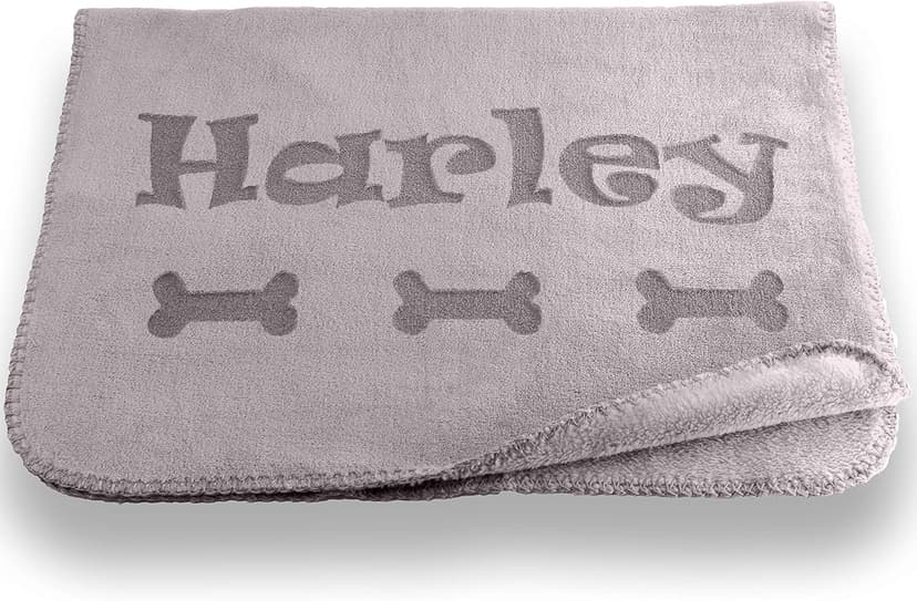 Custom Catch Personalized Dog Blanket - Gray or Beige - Small