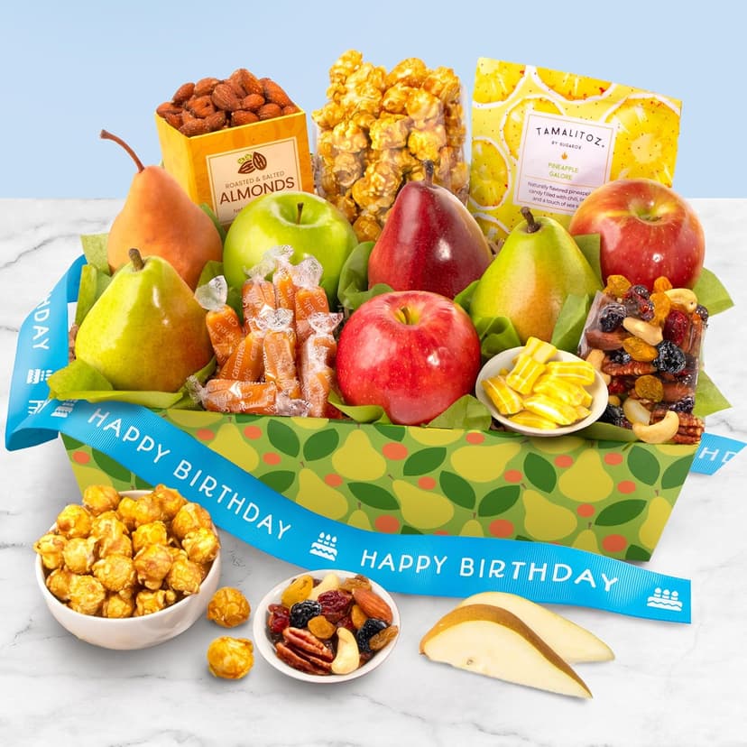 Happy Birthday Orchard Delight Fruit and Gourmet Gift Basket