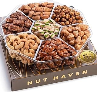 Nuts Gift Basket - Assortment of Sweet & Roasted Salted Gourmet Nuts - Assorted Food Gift Box for Birthday, Family, Sympathy, Men & Women.