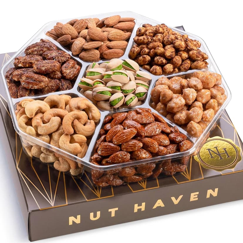 Nuts Gift Basket - Assortment of Sweet & Roasted Salted Gourmet Nuts - Assorted Food Gift Box for Birthday, Family, Sympathy, Men & Women.