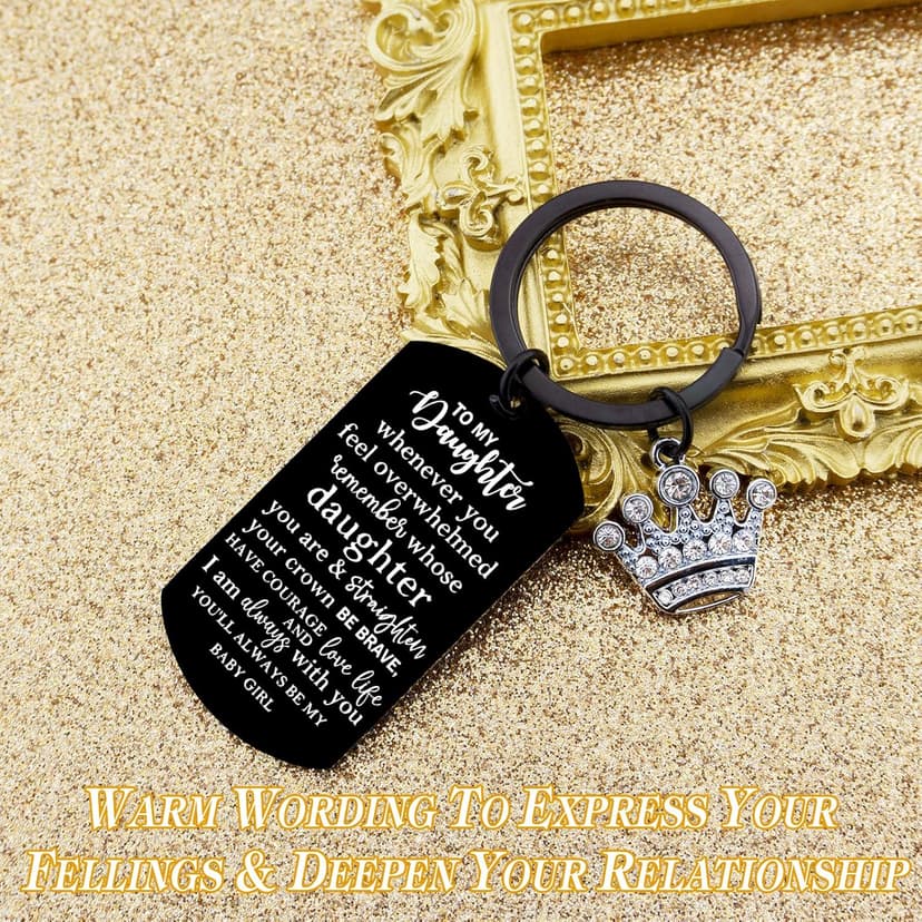 Daughter Gifts From Mom Dad To My Badass Daughter Keychain Valentines Day Gifts for Daughters Birthday Gift For Step Daughters Her From Mother Father Mothers Day