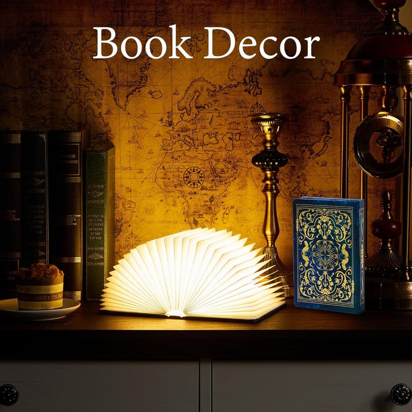 Book Lovers Gifts BookLamp - 5 Color Lights, 1200mAh Battery, Foldable Paper Lamp as Book Decor & Accessories, Hot Foil Cover Design, Unique Gifts for Women or Friends & Christmas