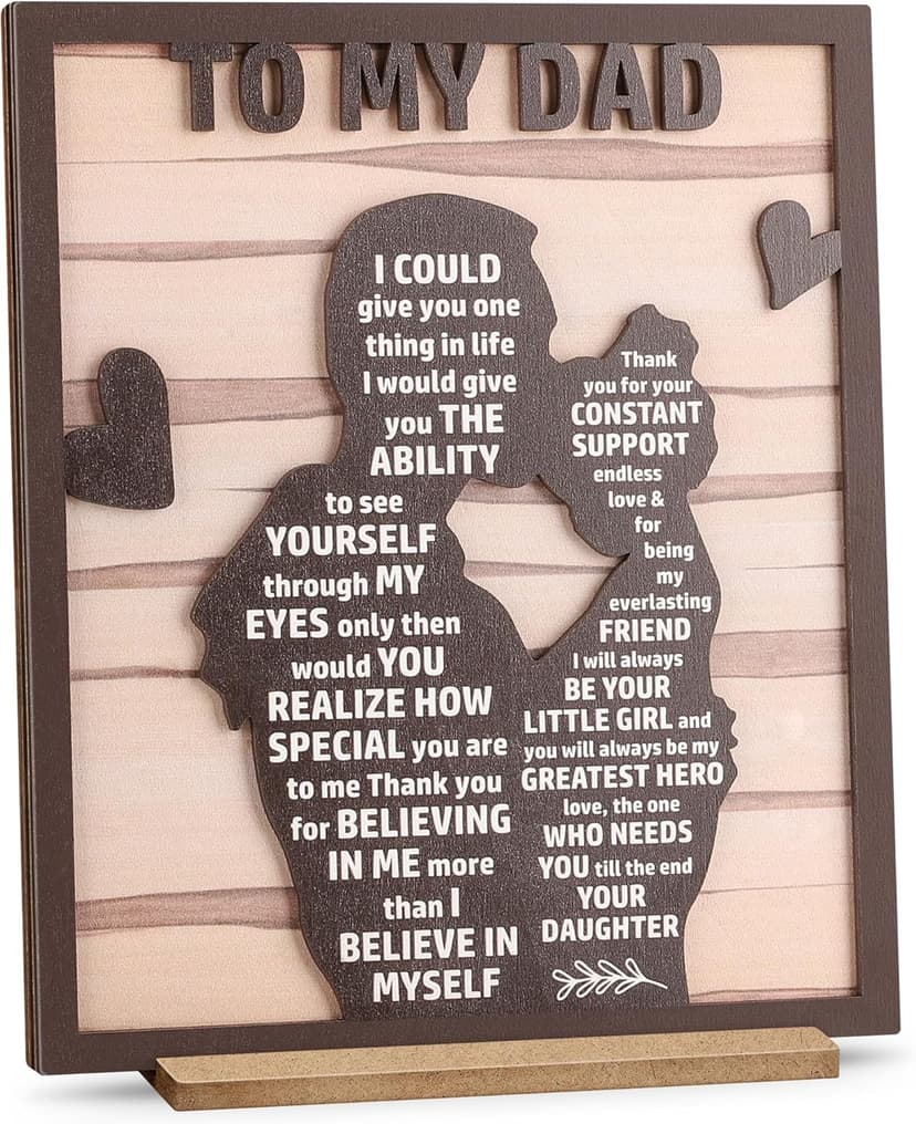 Gifts for Dad from Daughter, Best Dad Ever Gifts, Father s Day Gifts for Dad from Daughter, Daddy Gift Ideas, Dad Christmas Gifts Birthday Gifts, Dad and Daughter Gifts Wooden Silhouette Sign Plaque