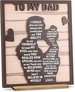 Gifts for Dad from Daughter, Best Dad Ever Gifts, Father s Day Gifts for Dad from Daughter, Daddy Gift Ideas, Dad Christmas Gifts Birthday Gifts, Dad and Daughter Gifts Wooden Silhouette Sign Plaque
