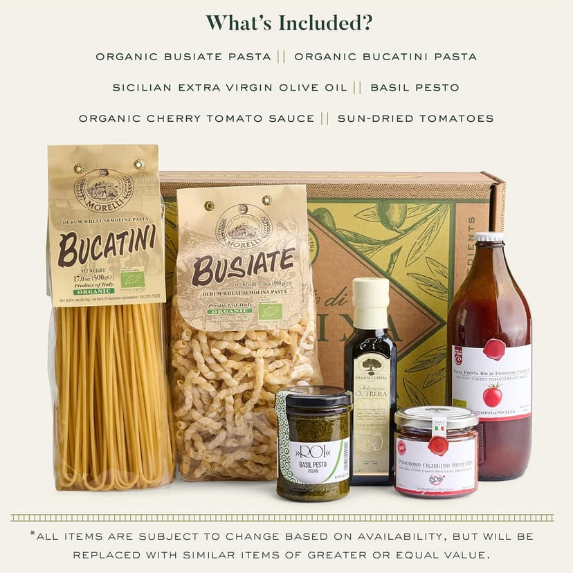 Mercato di Bellina Italian Food Gift Basket, La Cucina Italiana - A Vegan-Friendly, All-Natural Pasta Gift Basket, Gourmet Present for Foodies, Anniversary, Holiday or Celebration