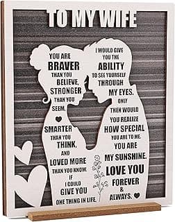 Mothers Day To My Wife Plaque | Valentines Romantic Gifts for Wife from Husband, Rustic Love Sign for Wife's Birthday, Wedding Anniversary, Christmas & Just Because