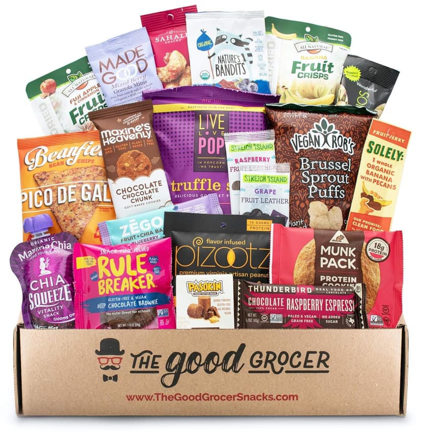 Premium GLUTEN FREE and VEGAN (DAIRY, SOY and FIG FREE) Healthy Snacks Care Package (20Ct): Featuring Delicious, Wholesome, Nutrient Dense Gluten Free and Vegan snacks. Office College Client Gift Box