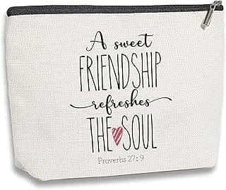 Friendship Gifts for Women, Christian Gifts for Women Friends, Secret Sister Gift for Best Friend Birthday Valentines Day Makeup Bag Cosmetic Bag