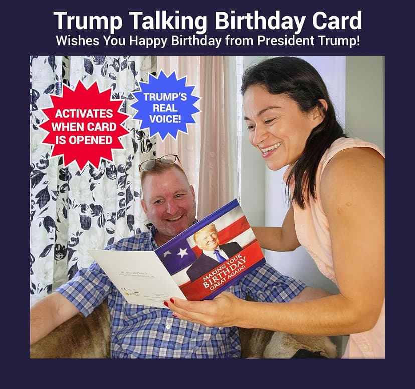 OUR FRIENDLY FOREST Talking Trump Birthday Card with Authentic Voice - Presidential Theme Birthday Greeting for Men & Women (Red)