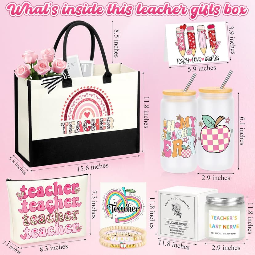 Teacher Appreciation Gifts, Teacher Valentine Christmas Gifts Ideas Basket Set of 5