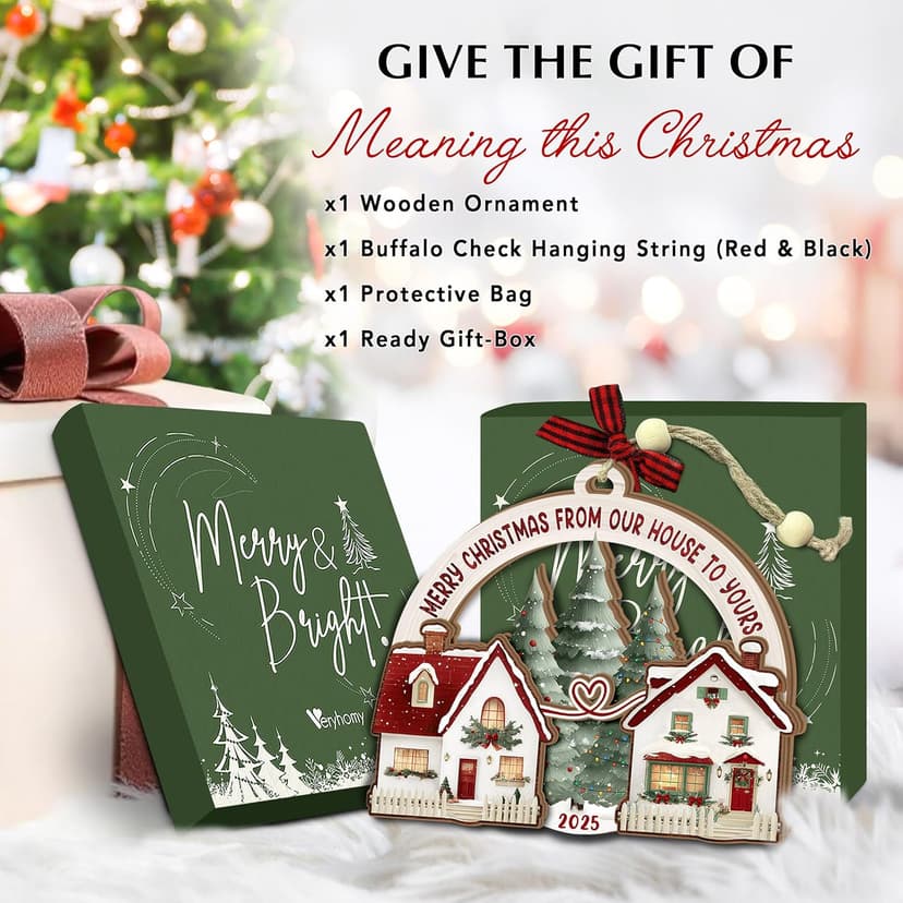 Neighbor Christmas Ornament 2025 – Neighbor for Women Men, Friendship Ornament for Bestfriends, Merry Christmas Next Door Neighbor Gift Idea, Wooden Hanging Tree Decoration