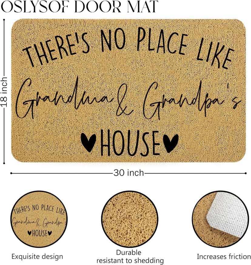 Grandma Grandpa Gifts Door Mat, Grandma and Grandpa's House Funny Doormat for Front Door Indoor Outdoor Porch Entrance Entryway, Gifts for Grandparents Welcome Mat Outside, 17x30 Inches