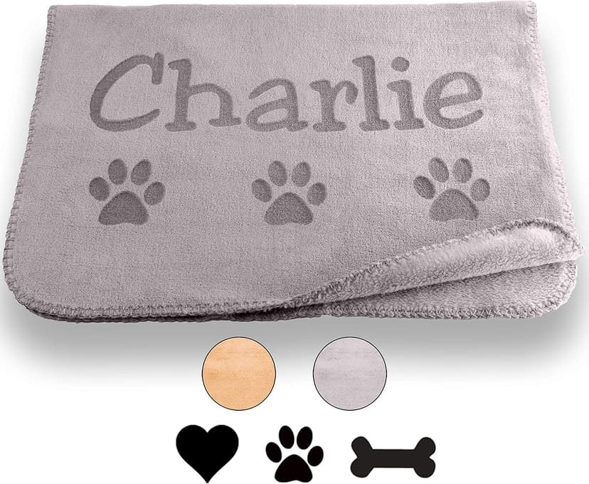 Custom Catch Personalized Dog Blanket - Gray or Beige - Small