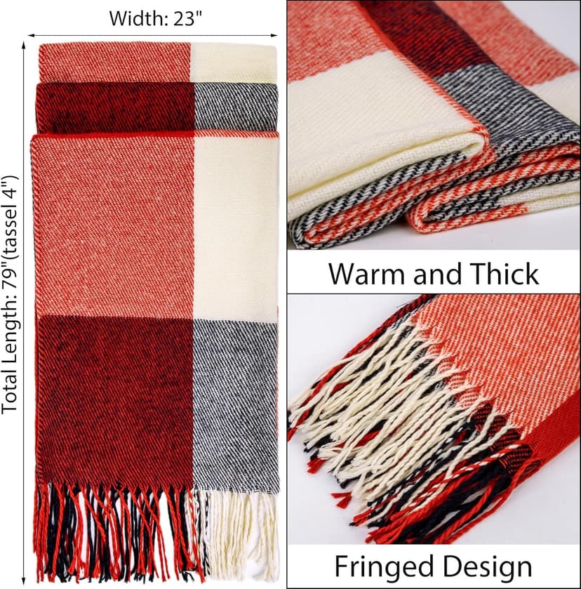 Loritta Womens Scarf Fashion Long Plaid Shawls Wraps Big Grid Winter Warm Lattice Large Scarves Gifts