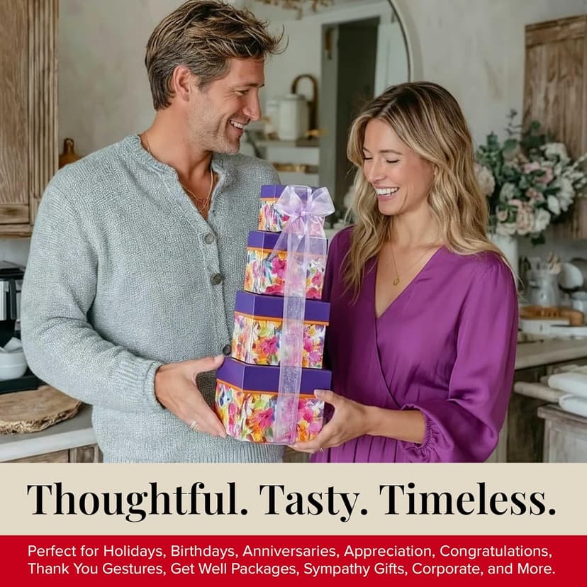 Broadway Basketeers Gift Basket Tower Snack Gifts for Women, Men, Families, College – Delivery for Birthday, Appreciation, Thank You, Get Well Soon Care Package